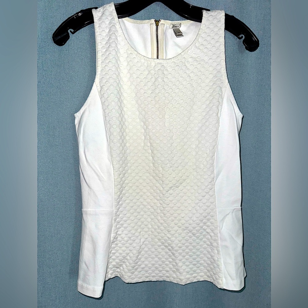 J crew peplum White Quilted top Sz XS LIKE NEW!!